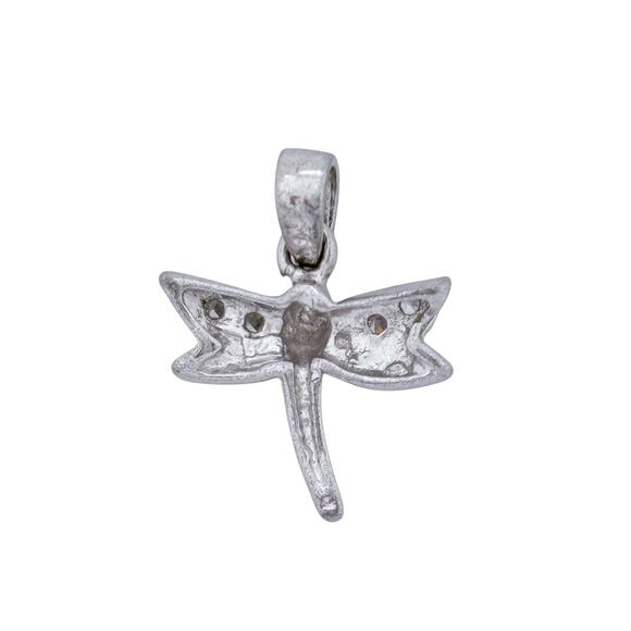 Estate Sterling Silver 925 Cubic Zirconia Dragonfly Dangle Pendant - Picture 4 of 7